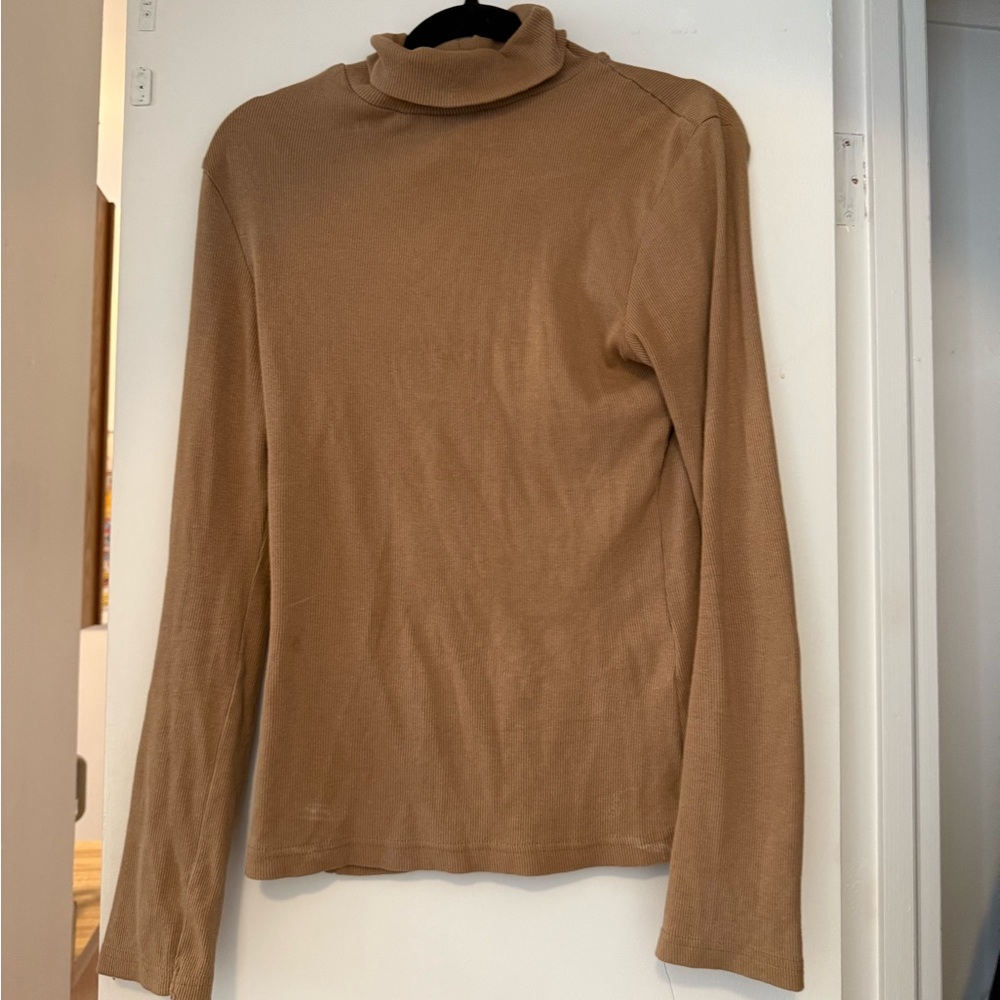 Tan Turtleneck Long Sleeve Top